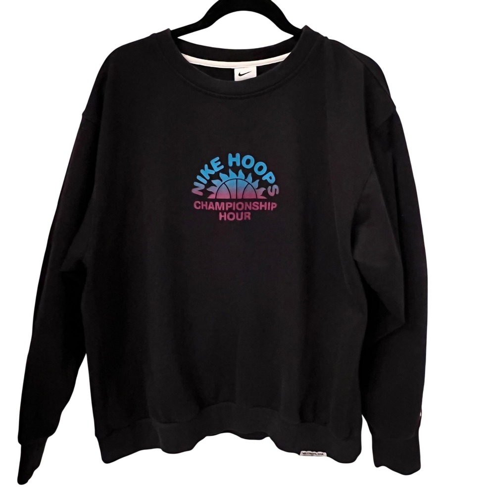 Nike Hoops Championship Hour Sweatshirt Black Dri-FIT Men's XL